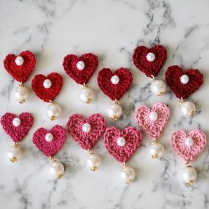 Heart Earrings with Freshwater Pearls
